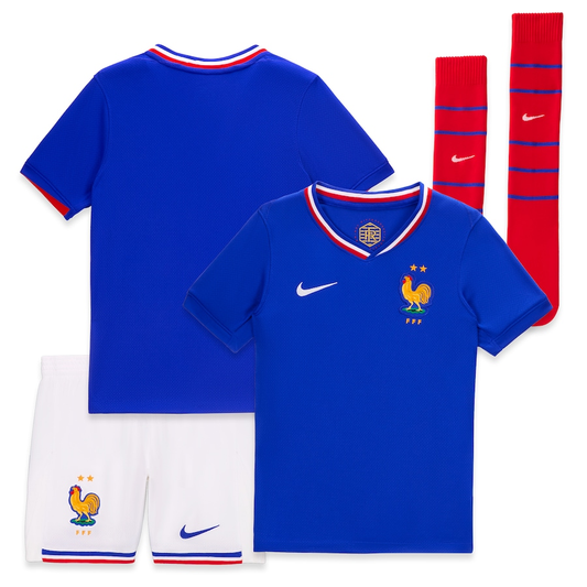 Youth France Home Soccer Kit with Dri-FIT Technology